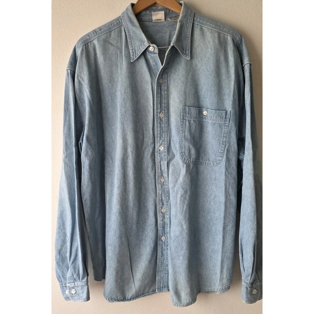 THE DISNEY STORE DISNEY Disney Long Sleeve Denim Shirt Men's Sz XL Button Up